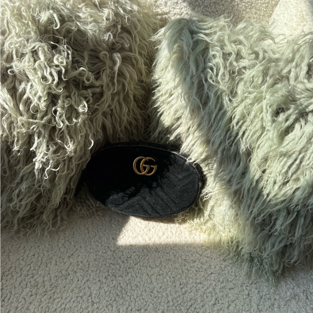 Gucci Black and Pink Velvet Pouch